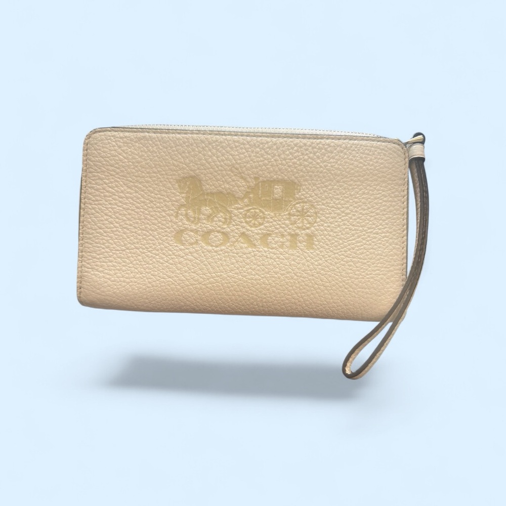 Coach Corner Zip Wristlet Pouch Leather Horse & Carriage